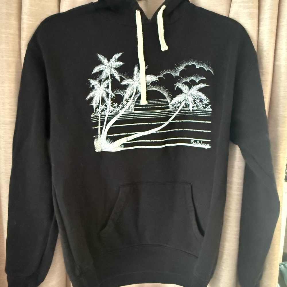 Billabong Black Hoodie with White Palm Tree Design